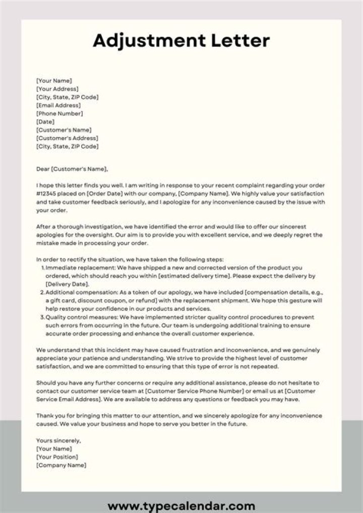 Adjustment letter - How To Discuss