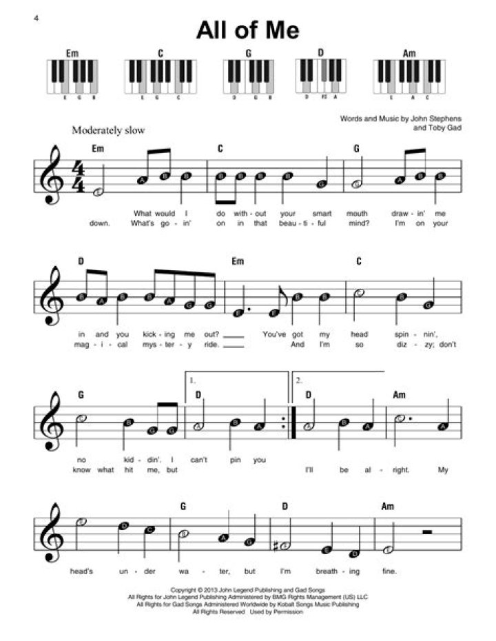 All of me piano chords