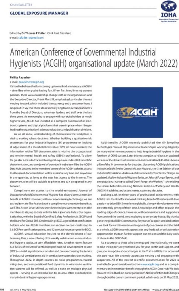 American Conference Of Governmental Industrial Hygienists (ACGIH)