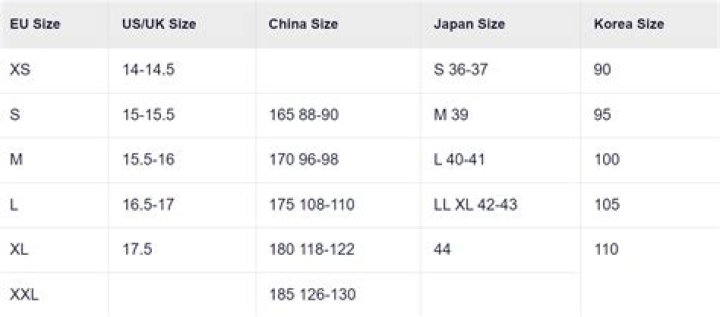 Asian Size To Us Size