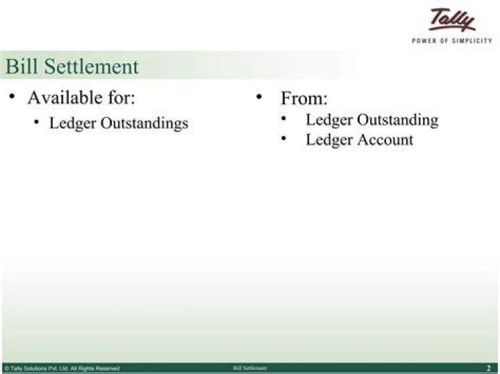 Bill Settlement In Tally - How To Discuss