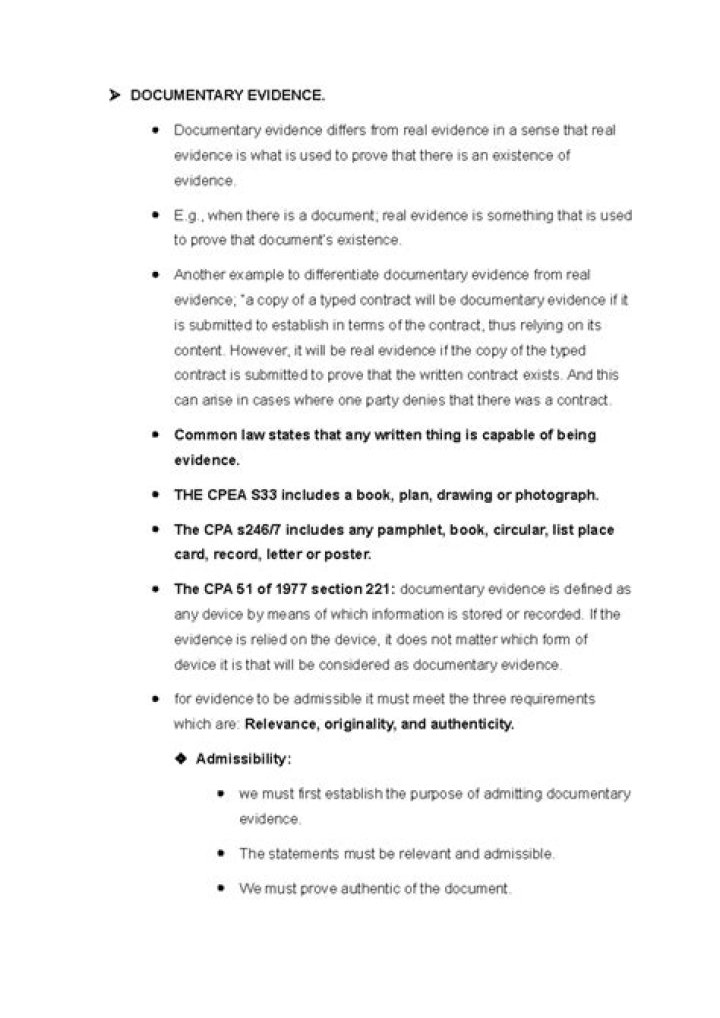 Documentary evidence - How To Discuss