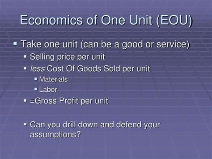 Economics of one unit (EOU)