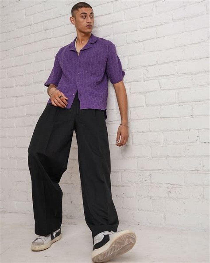 Green Pants And Purple Shirt