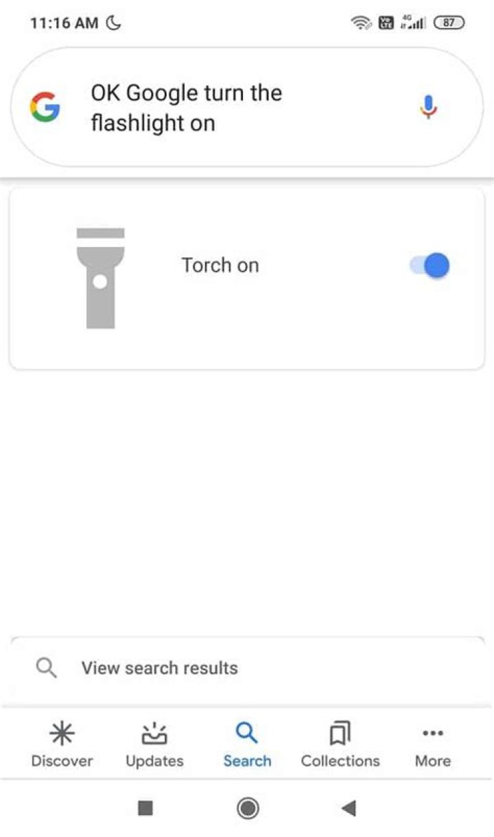 Hey google turn on flashlight