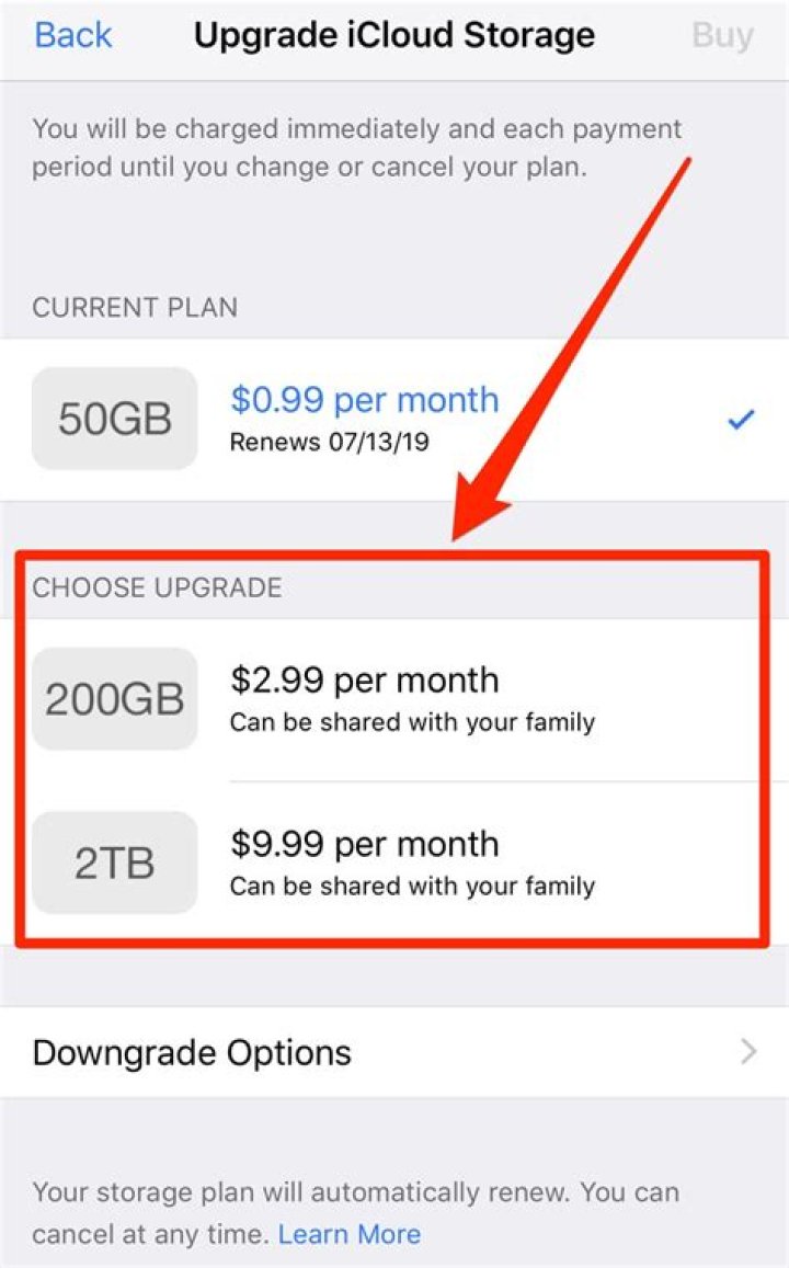 How to buy more icloud storage