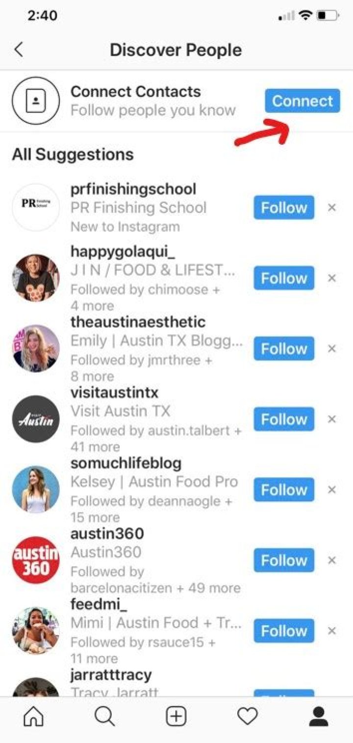 How to find contacts on instagram