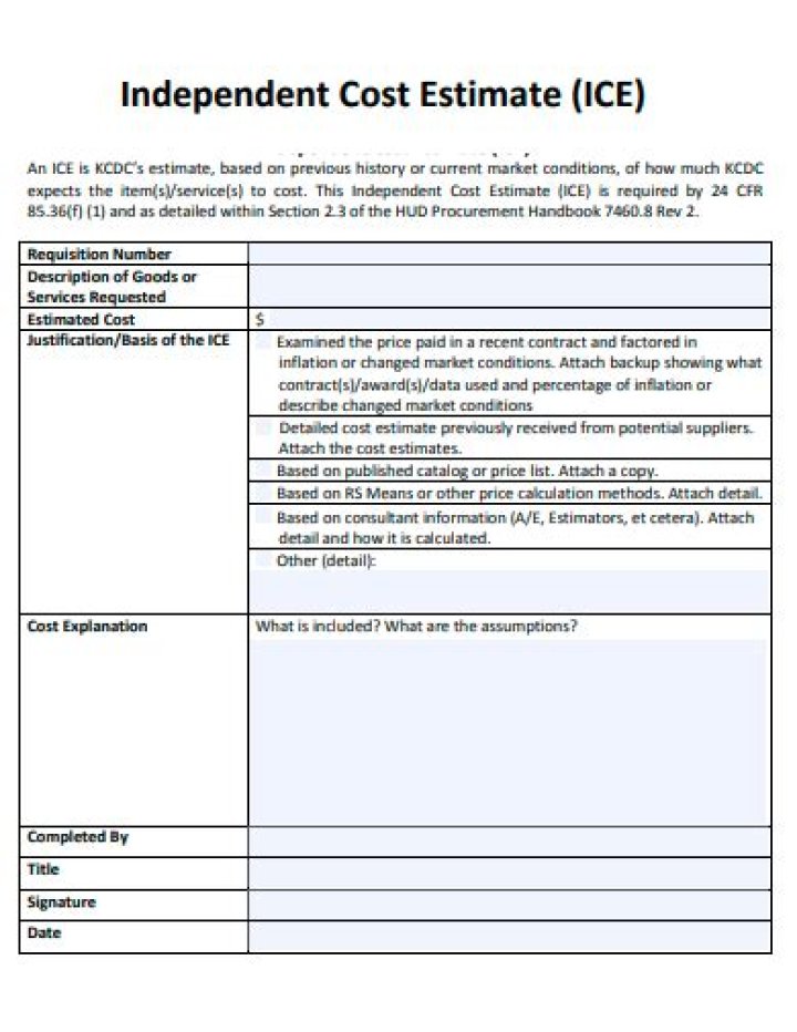Independent cost estimate - How To Discuss