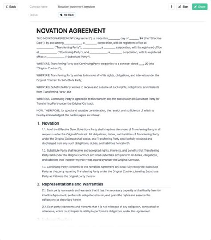 Novation agreement - How To Discuss