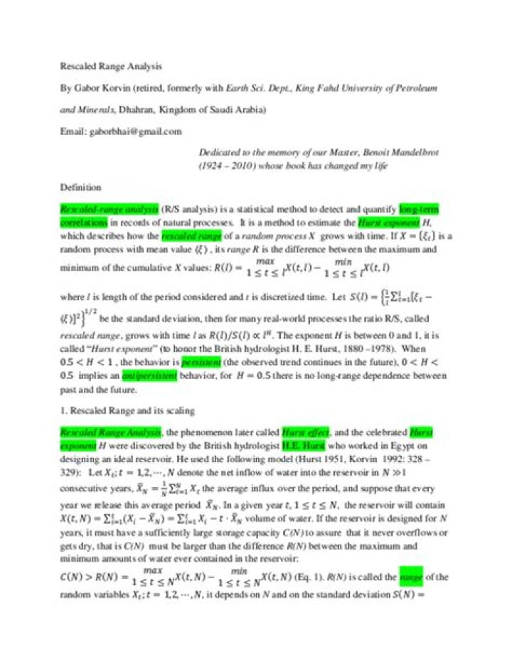 Rescaled range analysis - How To Discuss