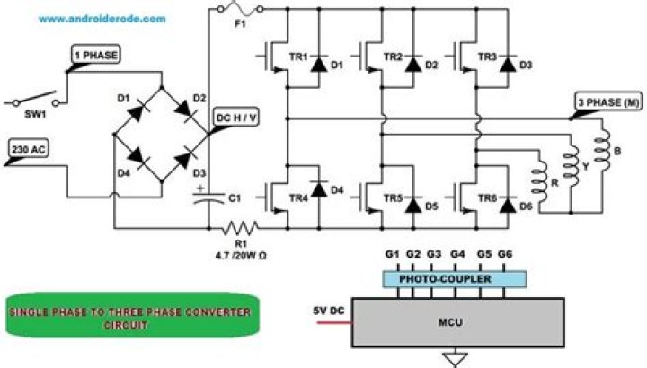 Single phase to 3 phase converter