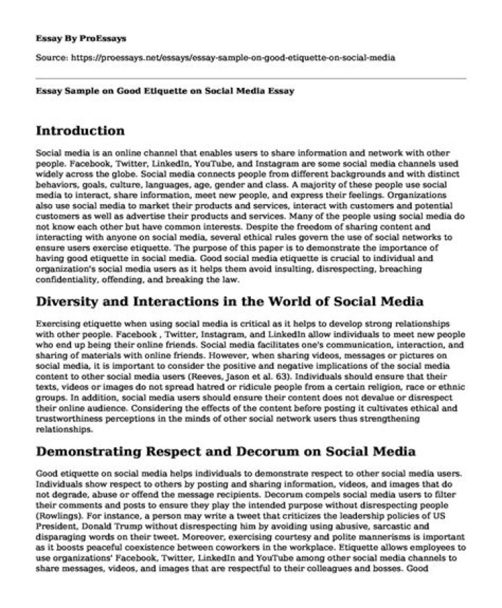 Social Etiquette Essay - How To Discuss