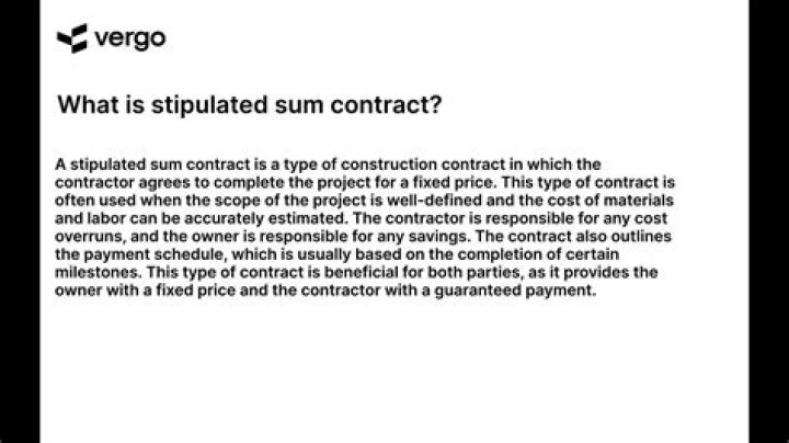 Stipulated sum agreement - How To Discuss